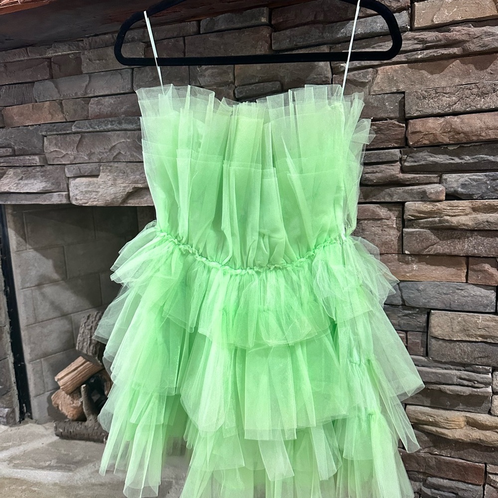 Mable. Apple Green Ruffle Strapless Dress - Picture 5 of 6